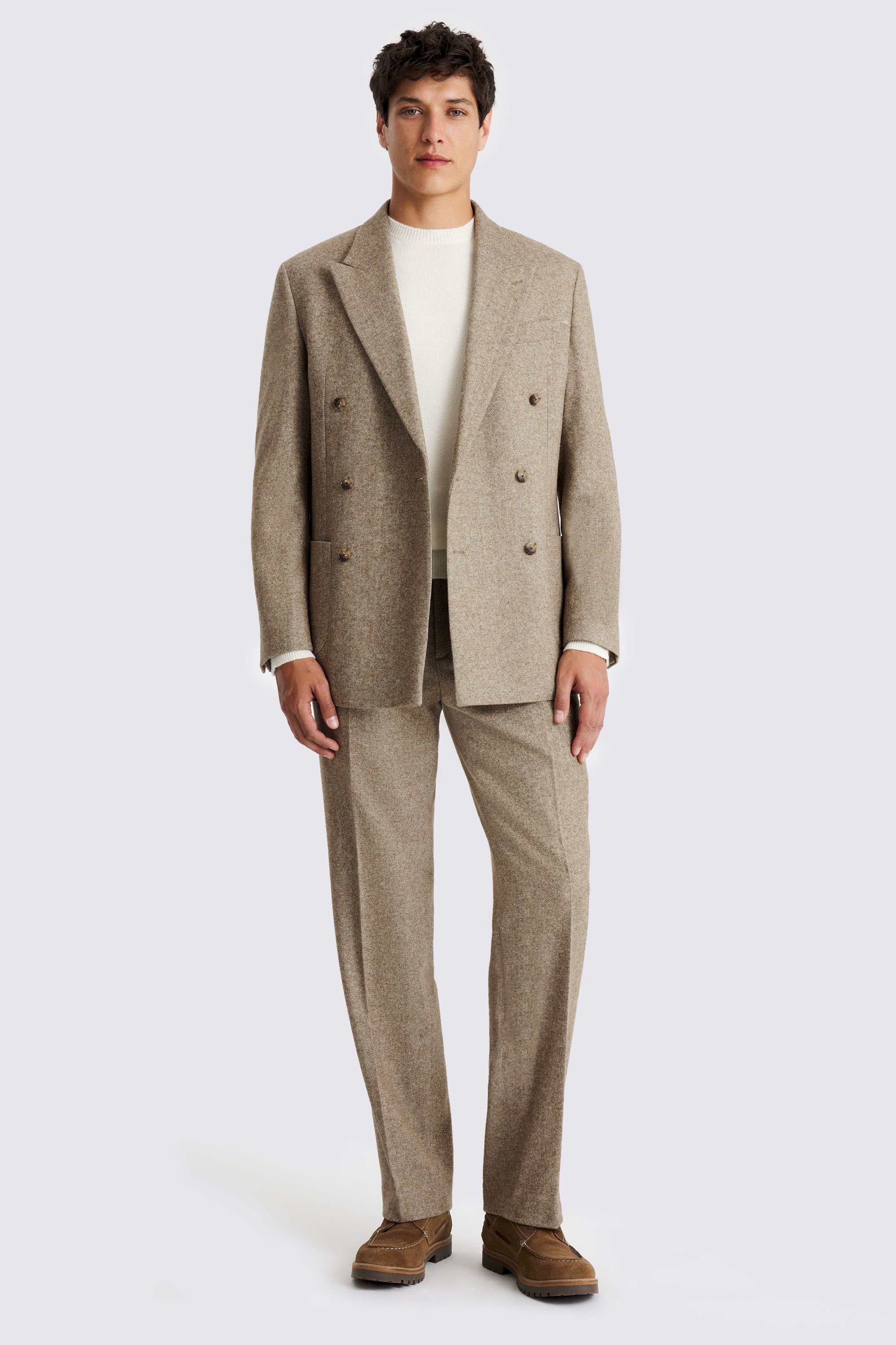 Relaxed Fit Gold Tweed Herringbone Suit